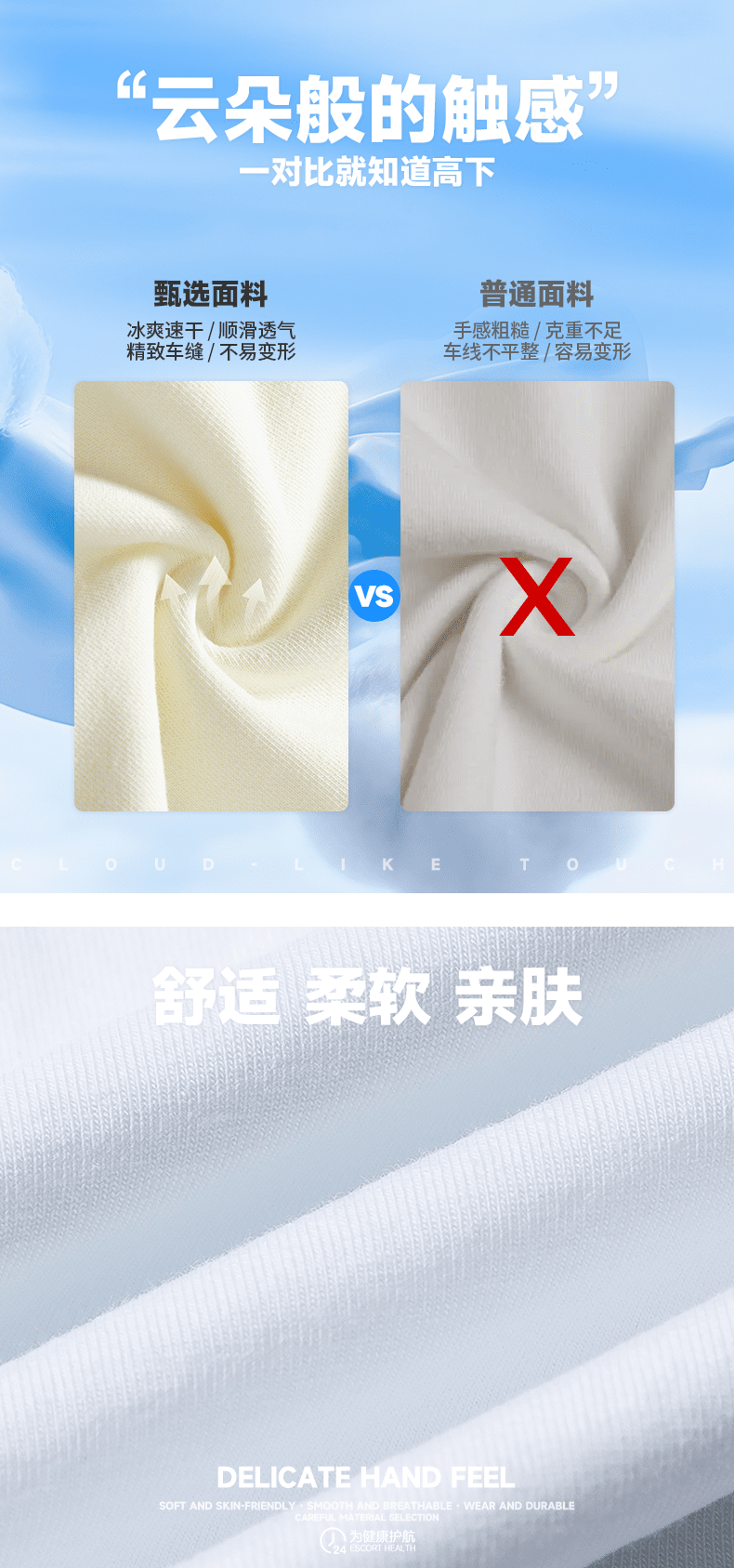 M007 40支落肩圆领中袖（180克冰瓷棉） T恤 细节展示 启虎