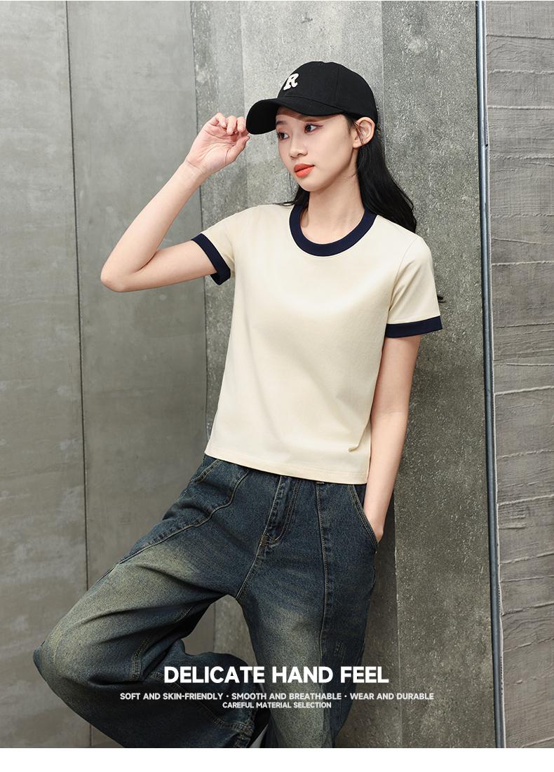 M105 索罗纳撞色女款正肩圆领T恤 (7A抗菌230克) T 恤定制 细节展示 第2张